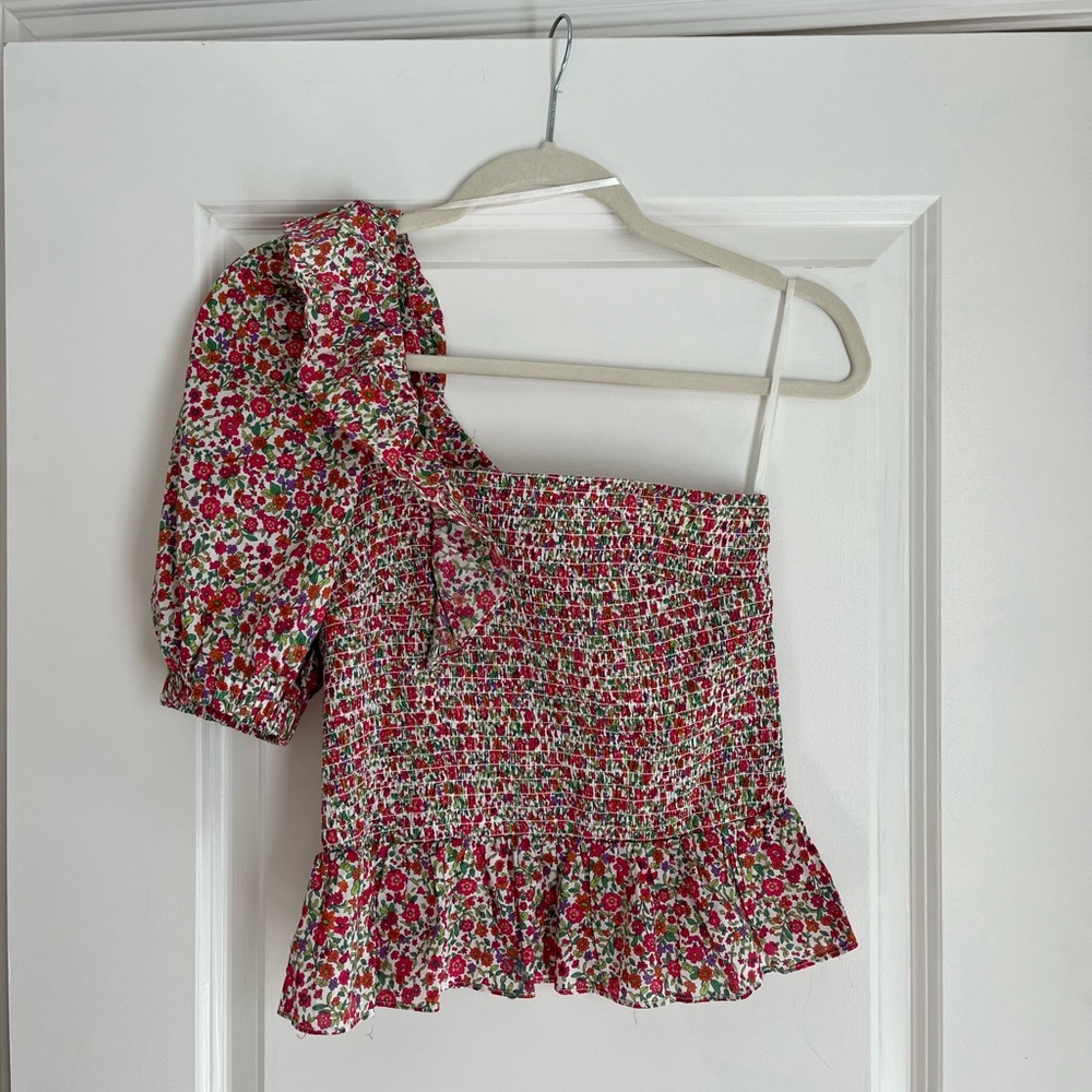 Do+Be Floral One Shoulder Blouse Size Small